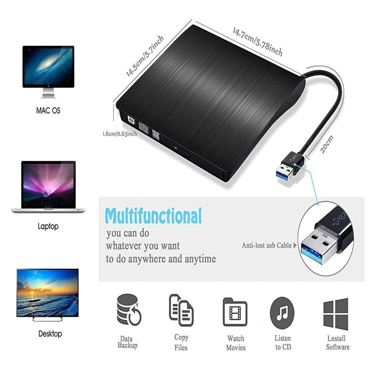 USB 3.0 Portable CD DVD