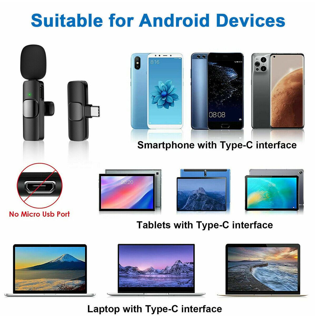 Wireless Lavalier Lapel Microphone 80G