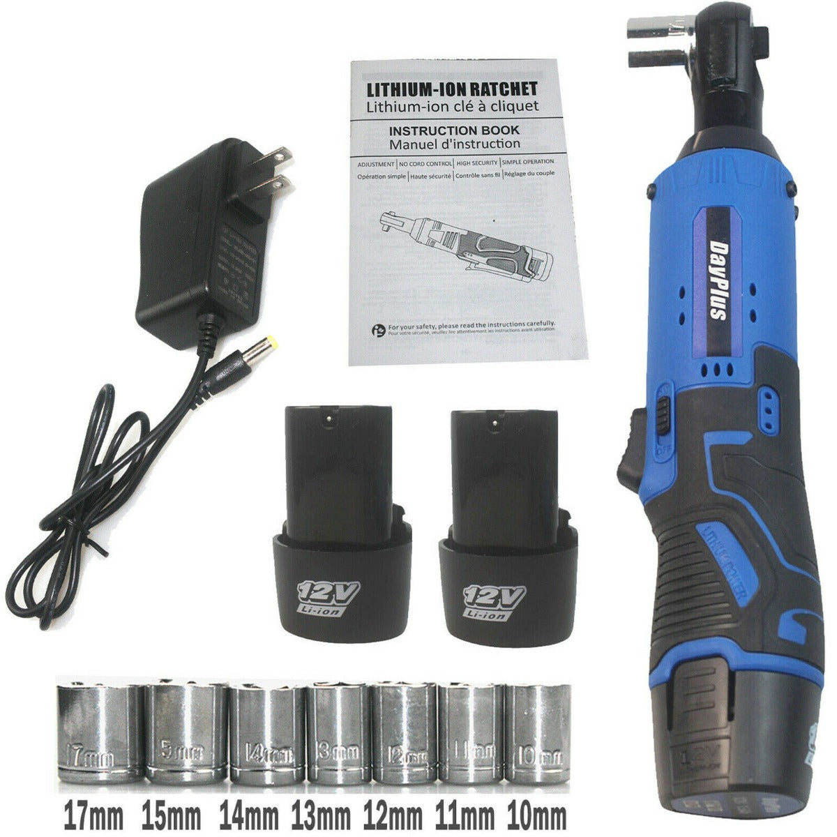 3/8'' 12V Cordless Electric Ratchet Wrench Kit
