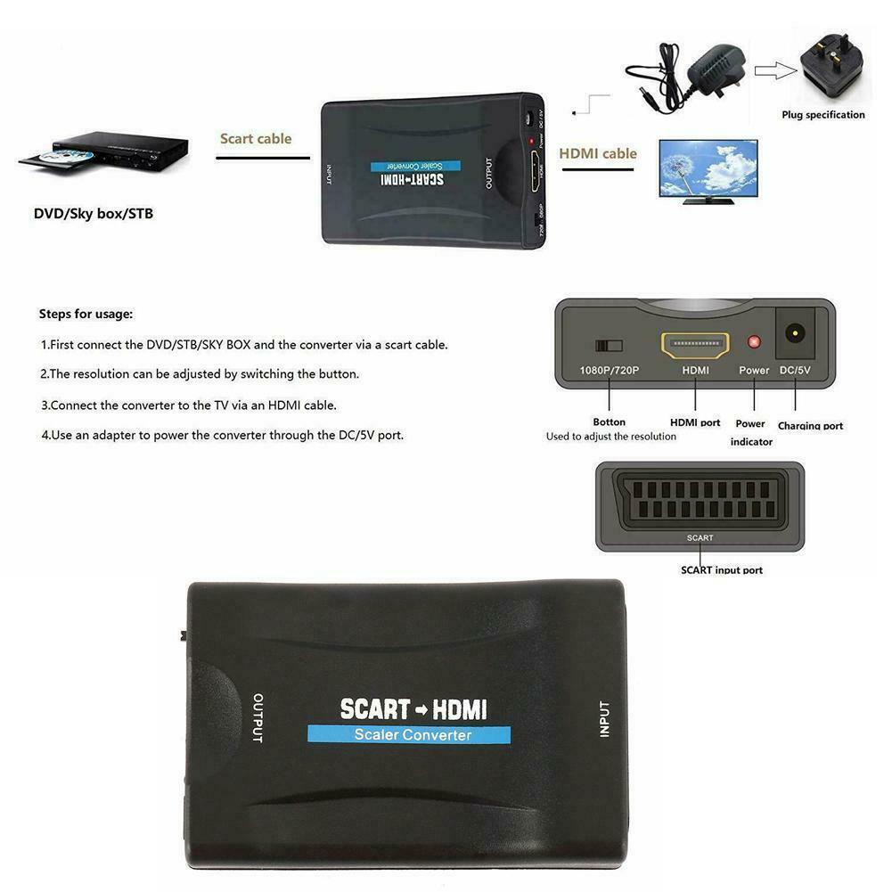 SCART to HDTV Scale Converter Adapter