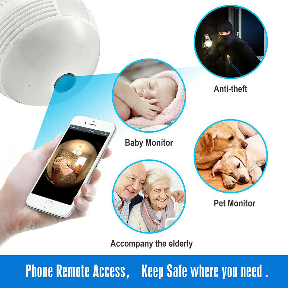 1080P HD Smart WiFi Bulb Light Security Camera