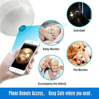 1080P HD Smart WiFi Bulb Light Security Camera