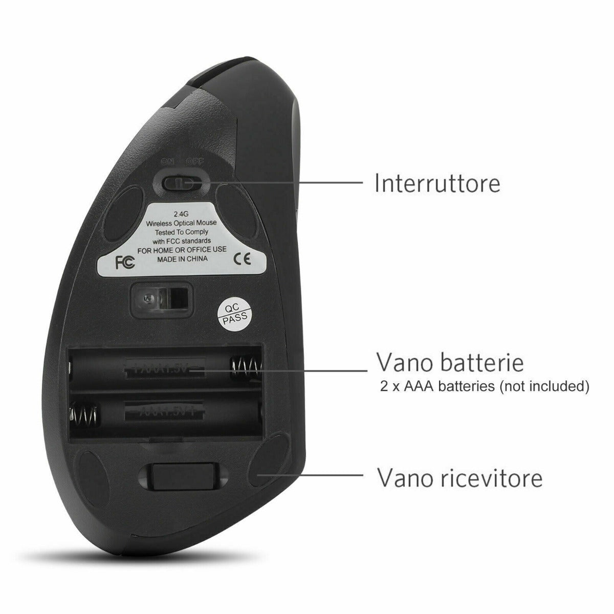 Ergonomic Vertical Wireless Mouse