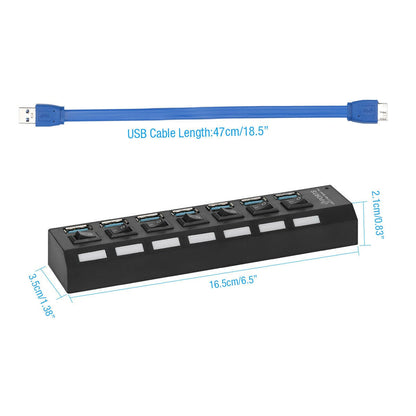 7-Port USB 3.0 Hub with Individual Power Switches & LEDs