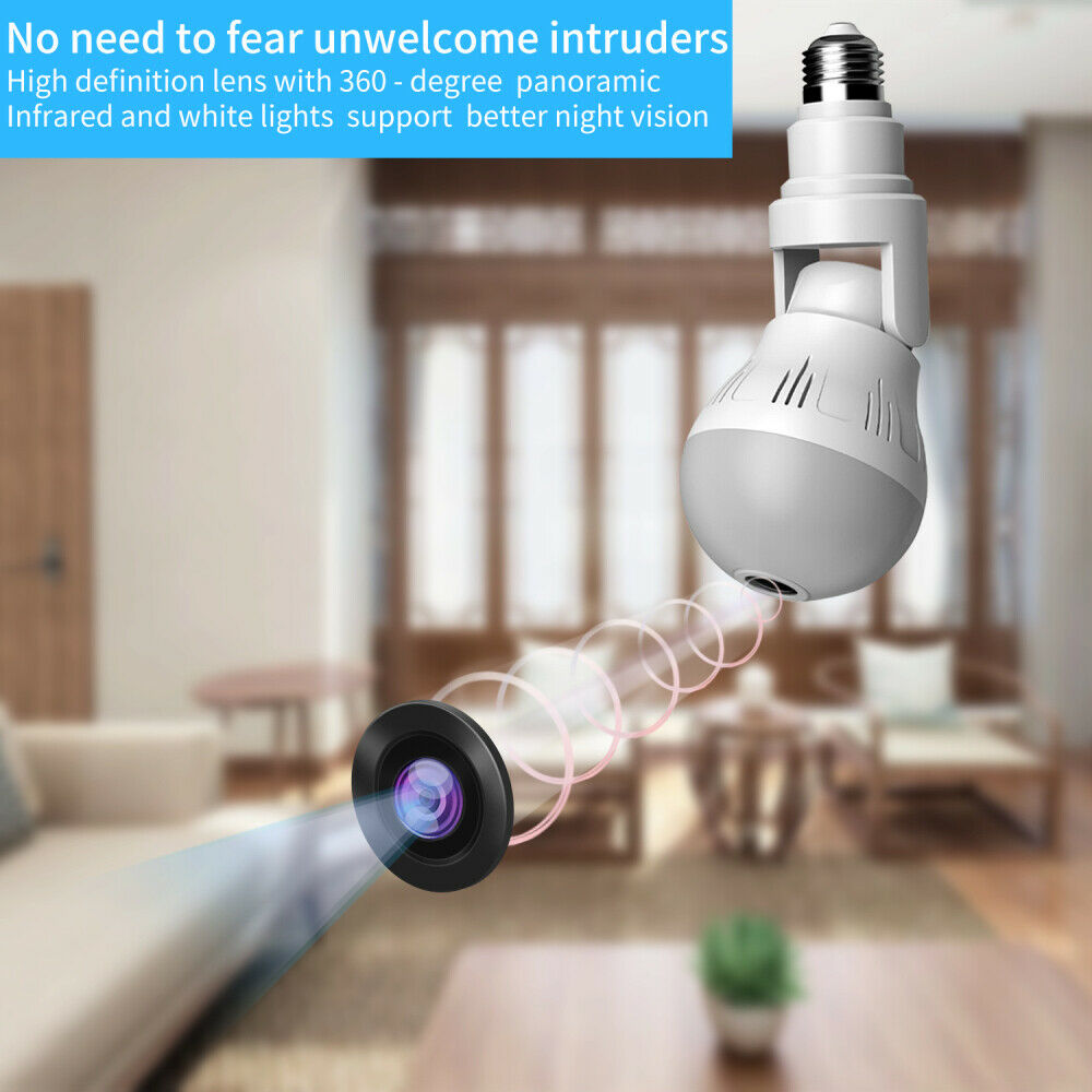 1080P HD Smart WiFi Bulb Light Security Camera
