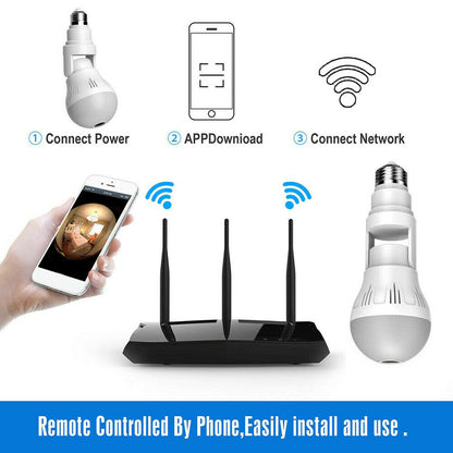 1080P HD Smart WiFi Bulb Light Security Camera
