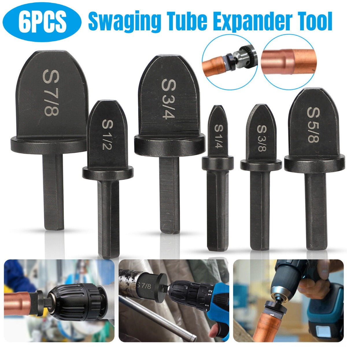6pcs Swaging Tool Drill Bit Set