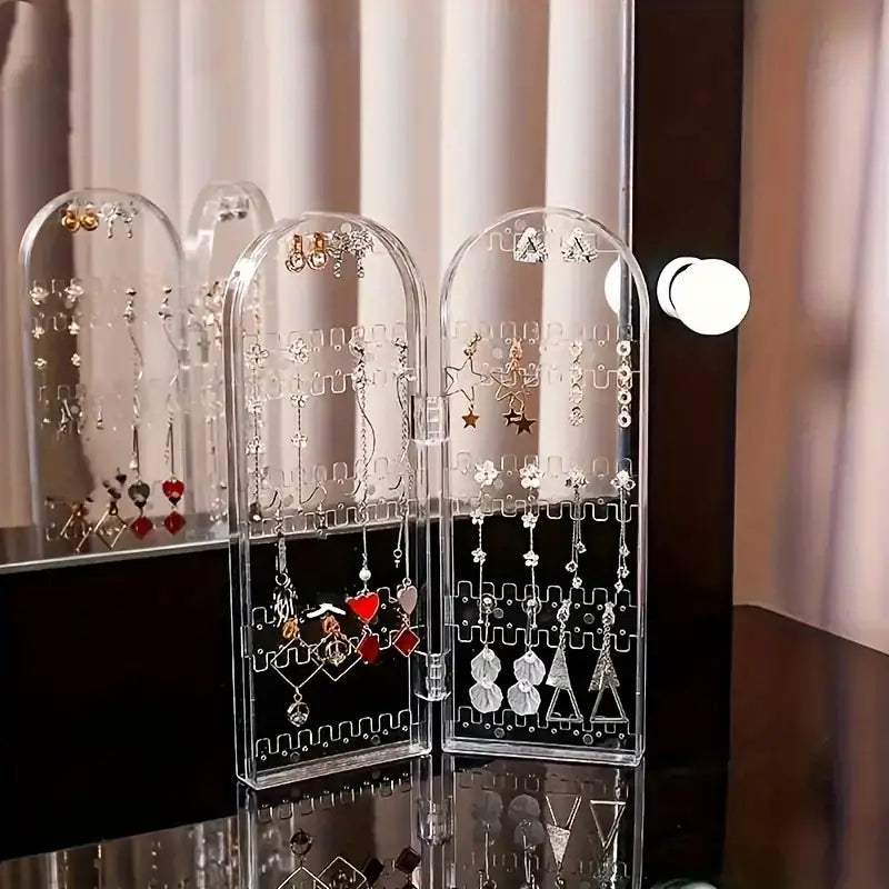 2 Doors Large Capacity Foldable Jewelry Display Stand