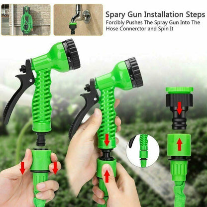 Expandable Garden Water Hose 100 Ft with Spray Nozzle