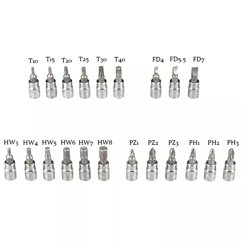 46pcs 1/4 Ratchet Wrench Combination Package Socket Tool Set Auto Car Repairing