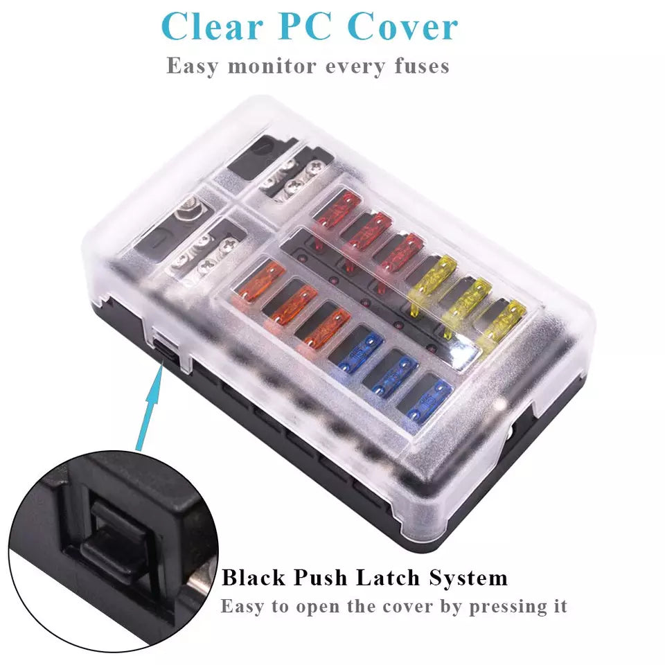 Marine Fuse Panel With LED Warning Indicator Damp-Proof Cover