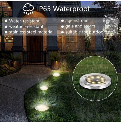 4Pcs LED Solar Powered In-Ground Lights