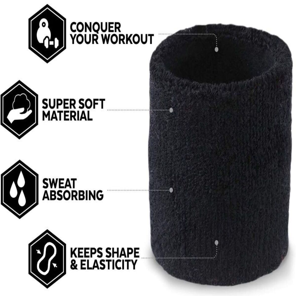 Sport Wrist Sweatbands - Cotton Spandex (Pair)