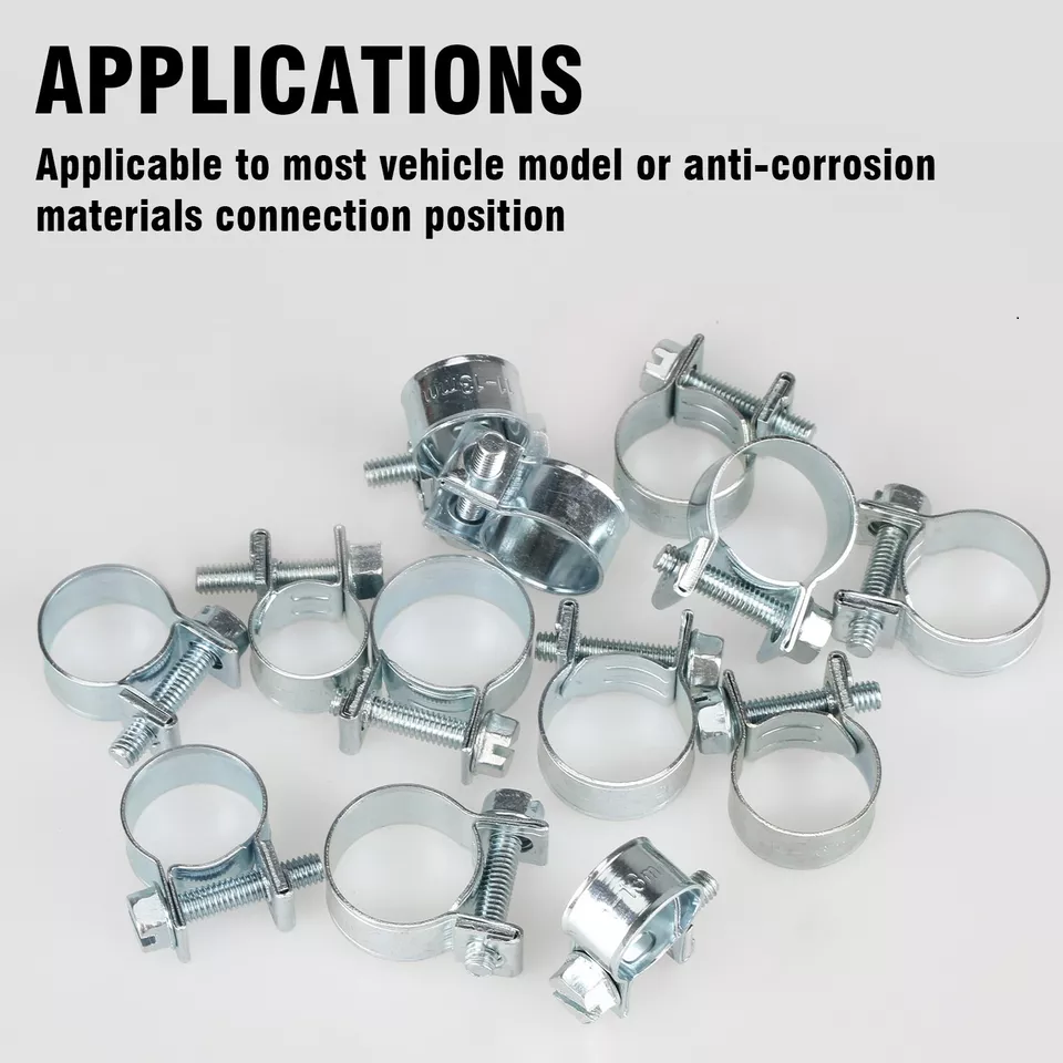 50PCS /opp 5 Sizes Fuel Injection Gas Line Hose Clamps Clip Pipe Clamp Assortment Kit