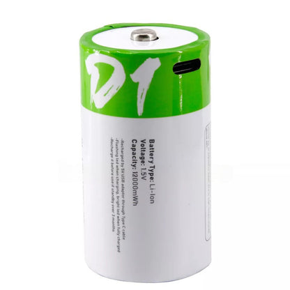 USB D Lithium ion Rechargeable Battery, High Capacity 1.5V 12000mWh Rechargeable D Battery, 4 H Fast Charge