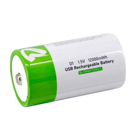 USB D Lithium ion Rechargeable Battery, High Capacity 1.5V 12000mWh Rechargeable D Battery, 4 H Fast Charge