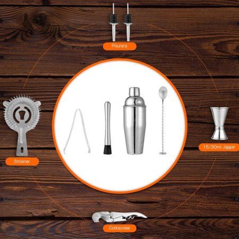 Bar Tool Set with Bamboo Stand