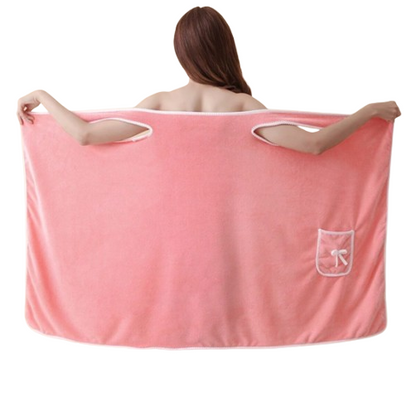 Absorbent Bath Skirt Adult Wearable Bath Robe Beach Orange PINK