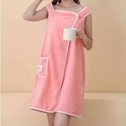 Absorbent Bath Skirt Adult Wearable Bath Robe Beach Orange PINK
