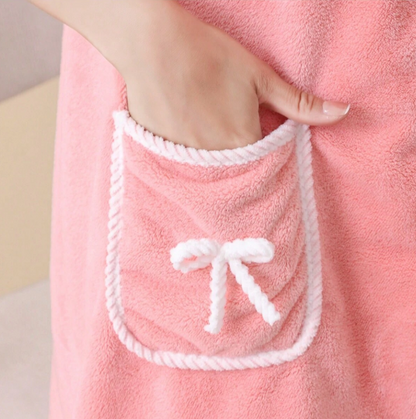 Absorbent Bath Skirt Adult Wearable Bath Robe Beach Orange PINK
