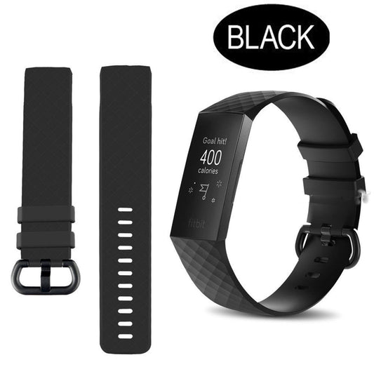 Silicon Watch Band For Fitness Tracker-Black-S