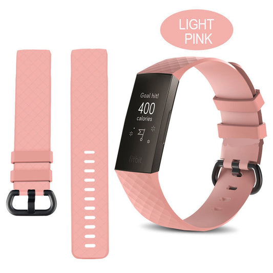 Silicon Watch Band For Fitness Tracker-Light Pink-L