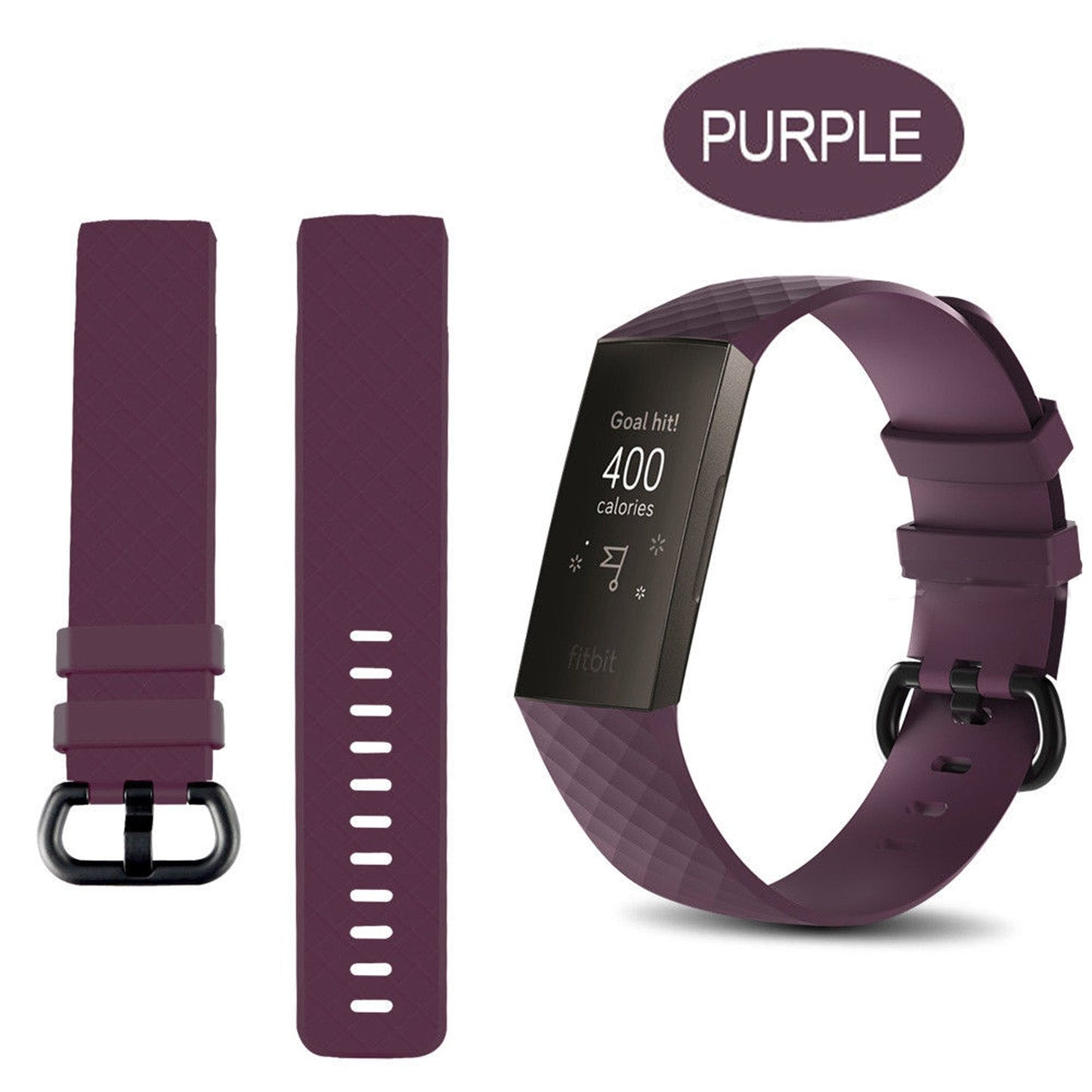 Silicon Watch Band For Fitness Tracker-Purple-S
