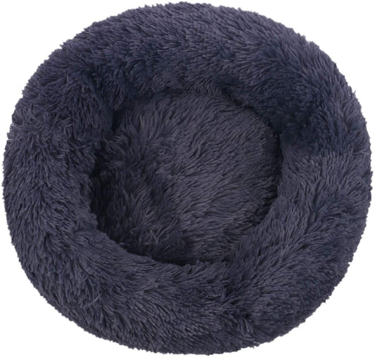 Comfy Faux Fur Pet Bed-Navy Blue-Medium - 60CM