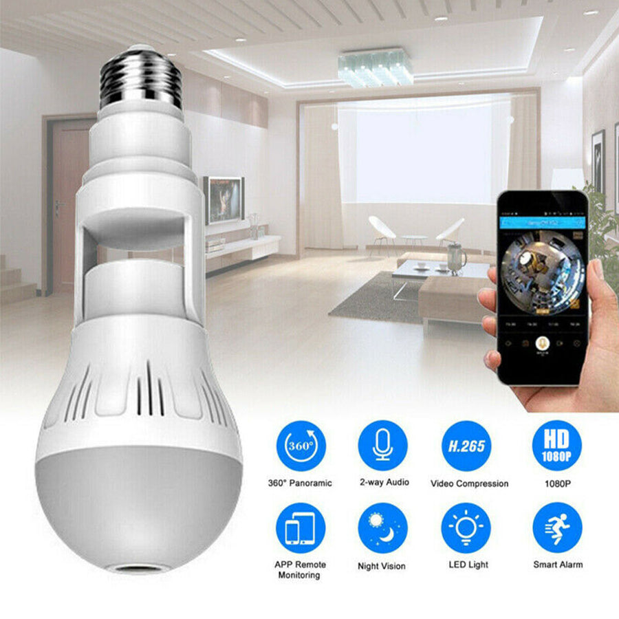 1080P HD Smart WiFi Bulb Light Security Camera