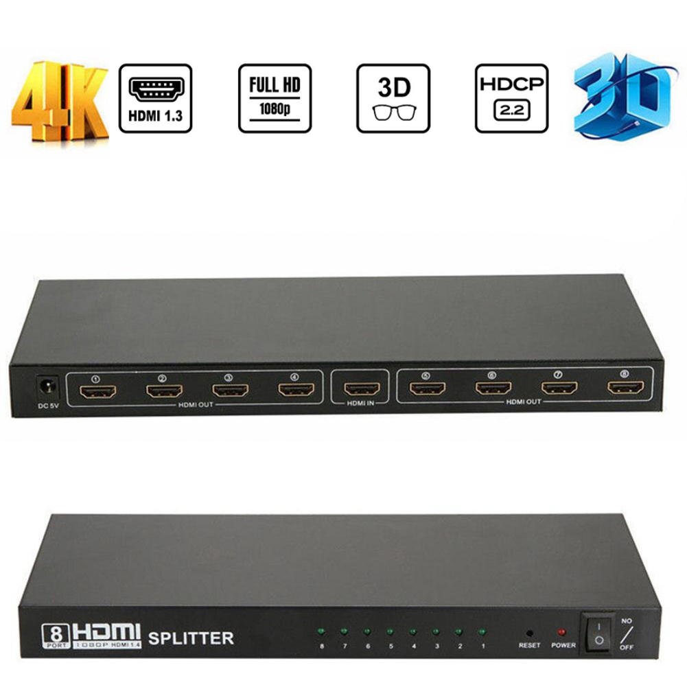 1x8 HDTV Splitter Video Distributor 1080P 3D