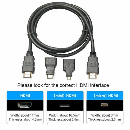 3 in 1 HDTV Cable with Mini & Micro Adapters