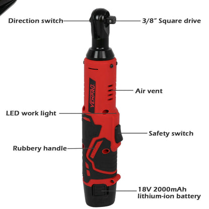 12V Electric Cordless Right Ratchet 3/8 "
