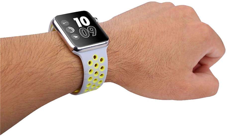 Smart Watch Silicon Band 38 MM / 42 MM-Silver Yellow-38mm