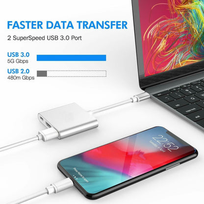 Type C to HDTV + USB 3.0 Adapter Hub