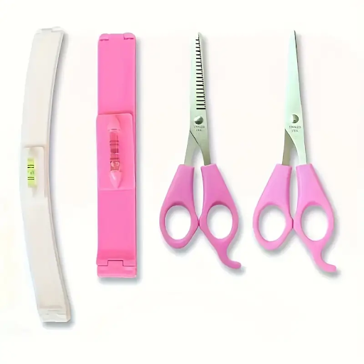 DIY Home Haircut Kit with Scissors & Leveling Clips, 4 Pcs