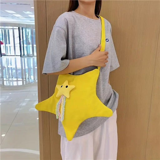 1pc Star Shaped Body Bag, Multi-functional Canvas Shoulder Bag