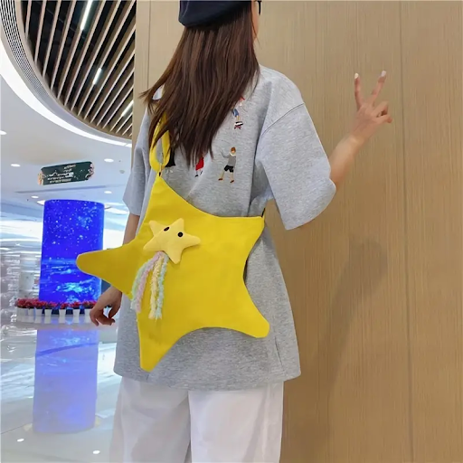 1pc Star Shaped Body Bag, Multi-functional Canvas Shoulder Bag