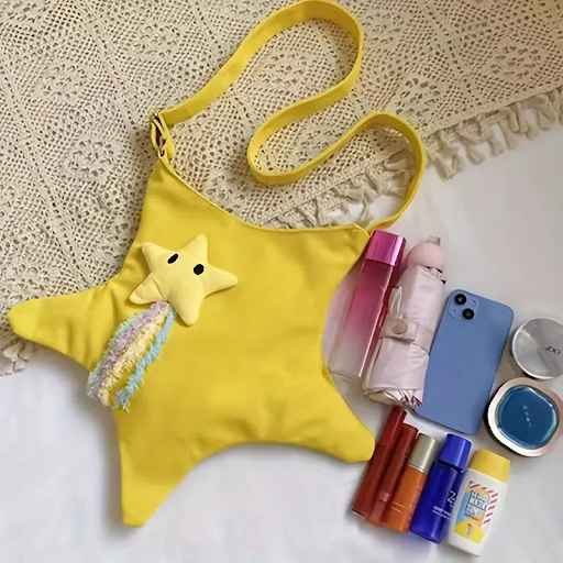 1pc Star Shaped Body Bag, Multi-functional Canvas Shoulder Bag