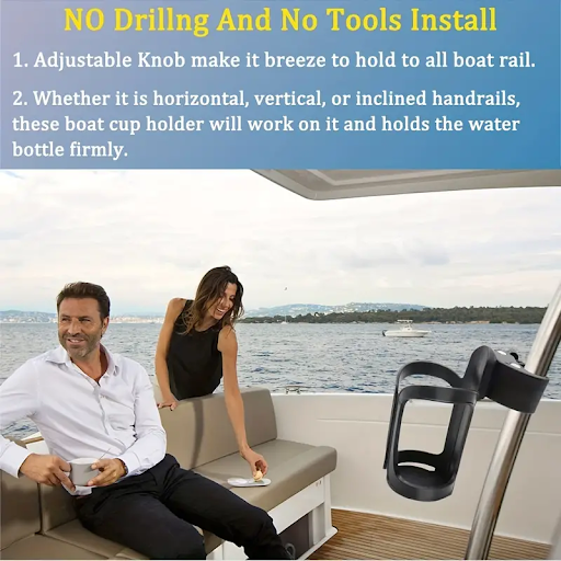 Marine Boat Rail Cup Holder, No Drilling Install Boat Drink Holder