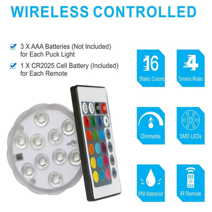 Led Lights Waterproof Multi-color Battery Remote Control