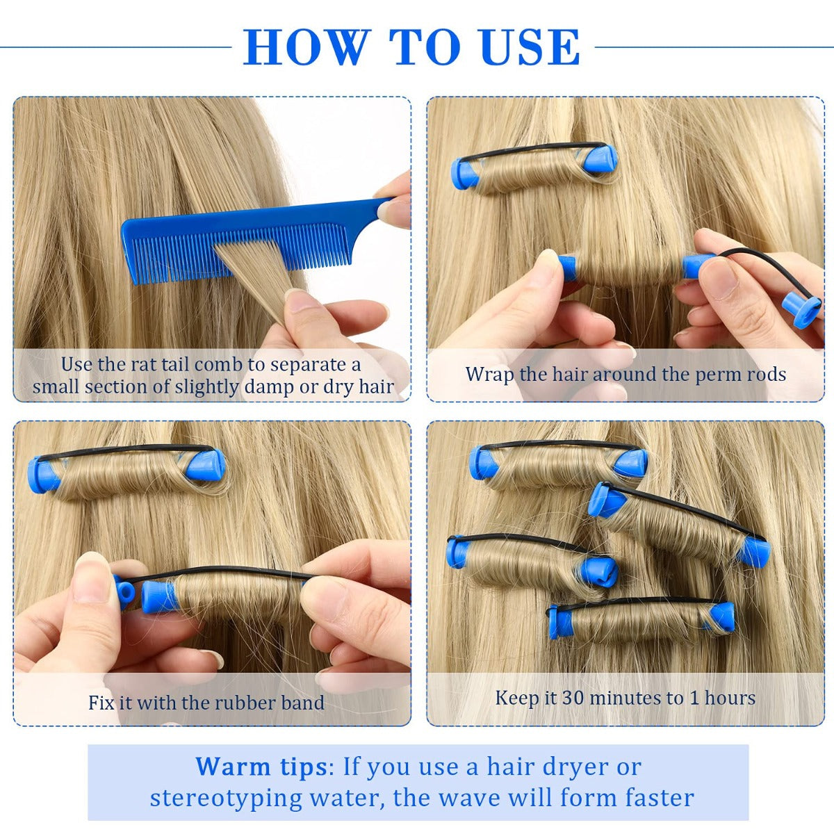 60pcs/OPP Cold Wave Rod Hair
