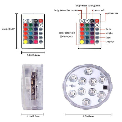 Led Lights Waterproof Multi-color Battery Remote Control