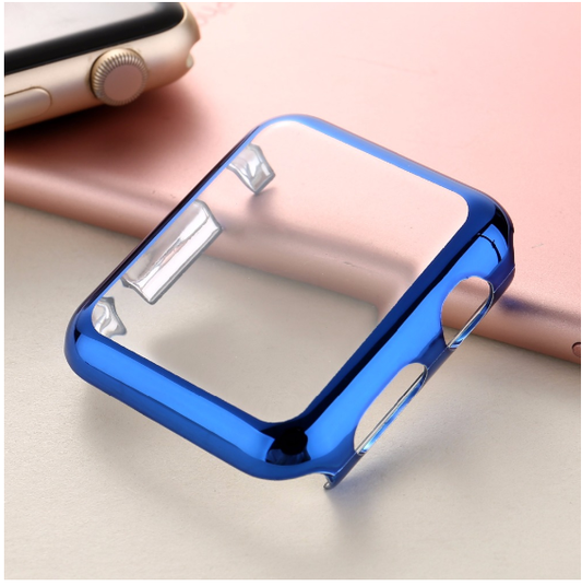 PC plastic electroplating case compatible for Smart Watch (Compatible) Silver Blue Black Rose Gold Screen Protector 38 / 42mm-Blue-Series 2