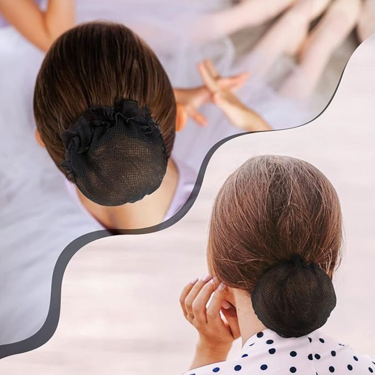 10pcs Black Bun Hair Nets Stretch Reusable Elastic Mesh Bun Cover Ballerina Dancer Bank Clerk