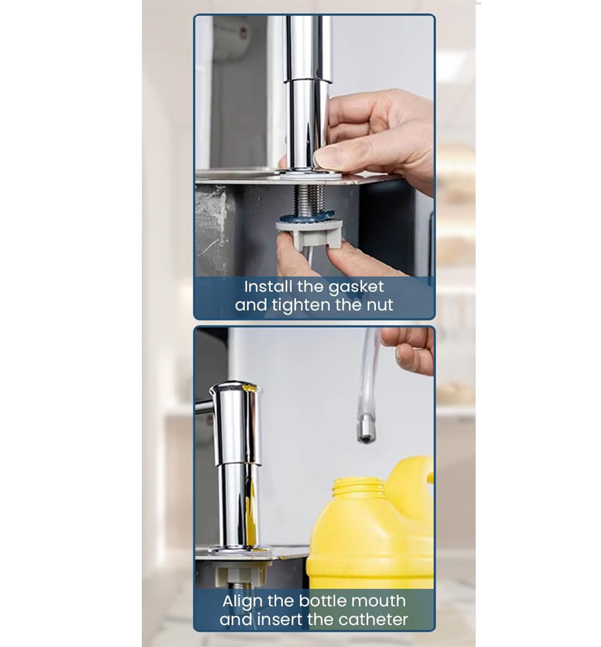 Countertop Kitchen Sink Soap Dispenser Pump, Chrome with Extension Tube Kit