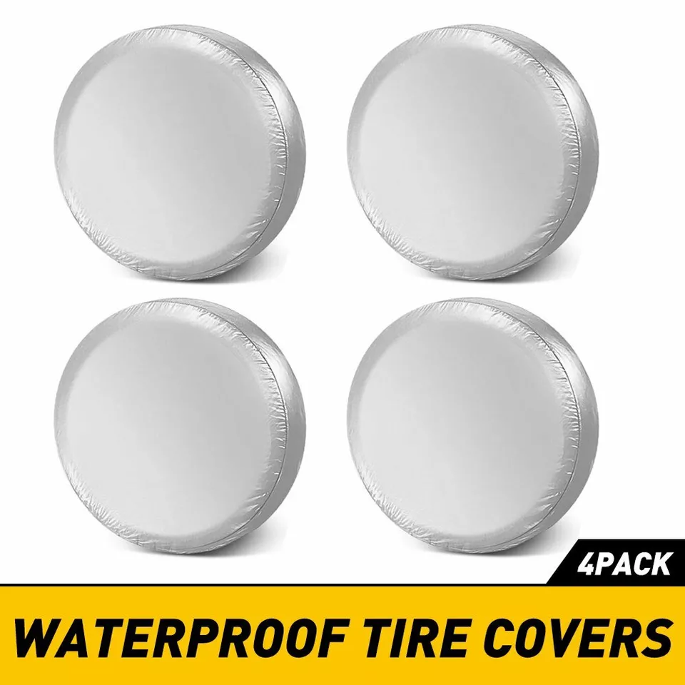 Tire Covers For Wheel (4 Pack Silver), Waterproof UV Sun Protectors For Motorhome Boat Trailer Camper Van SUV