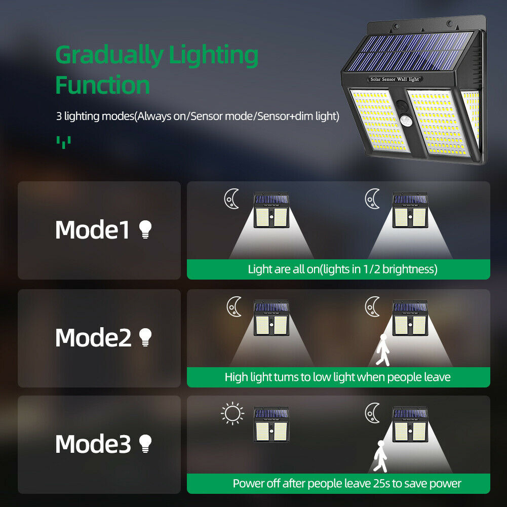 2Pcs 100LED Patio Wall Lights Solar