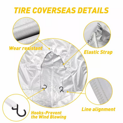 Tire Covers For Wheel (4 Pack Silver), Waterproof UV Sun Protectors For Motorhome Boat Trailer Camper Van SUV