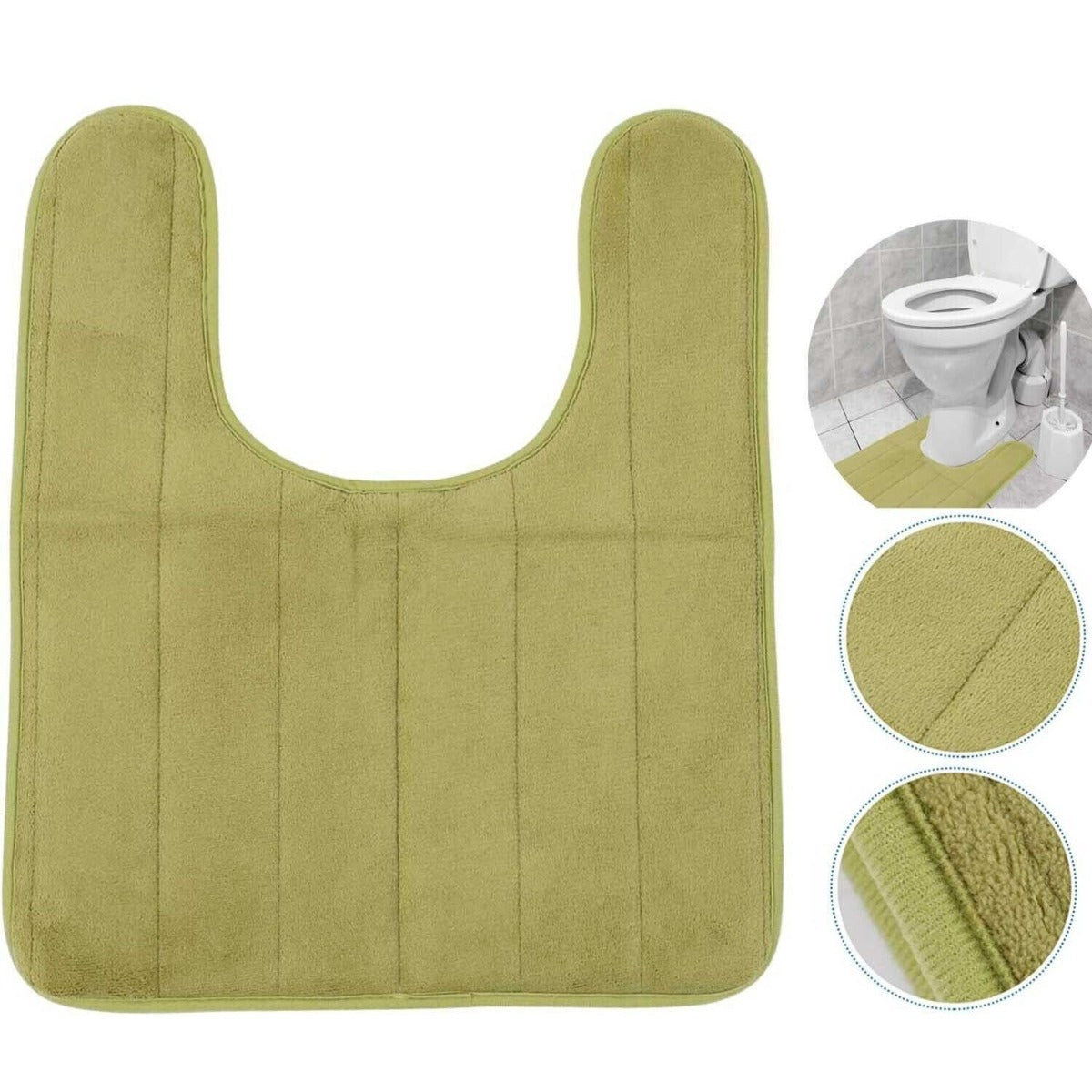 U Shaped Toilet Rugs (Olive Green)