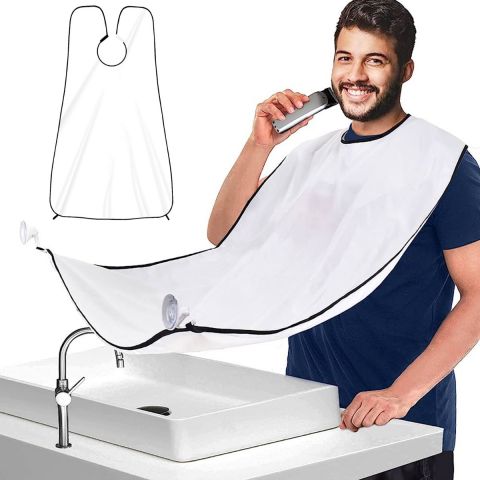 Men Beard Shaving Apron-White